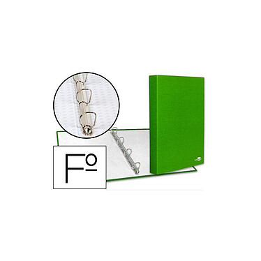 LIDERPAPEL Classeur 4 anneaux ronds 25mm a4+ carton rembordé paper coat coloris vert clair
