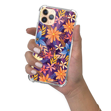 LaCoqueFrançaise Coque iPhone 11 Pro anti-choc souple angles renforcés transparente Motif Fleurs violettes et oranges pas cher