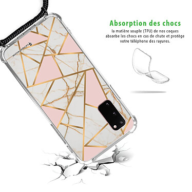 Avis LaCoqueFrançaise Coque cordon Samsung Galaxy S20 Dessin Marbre Rose