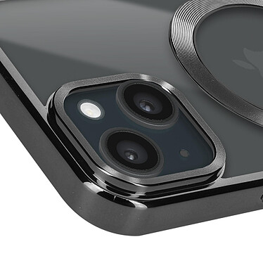 Avizar Coque MagSafe pour iPhone 15 Silicone Protection Caméra  Contour Chromé Noir pas cher