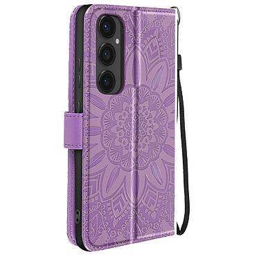 Avizar Étui Mandala Fleurs pour Galaxy S24 FE Portefeuille Support Dragonne Violet