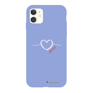 LaCoqueFrançaise Coque iPhone 11 Silicone Liquide Douce lilas Coeur Blanc Amour