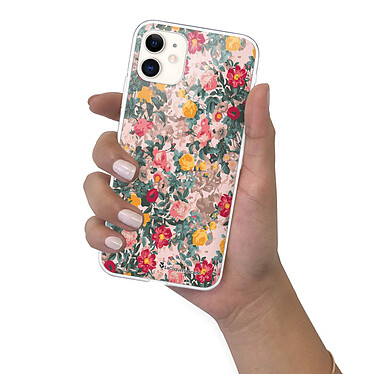 LaCoqueFrançaise Coque iPhone 11 360 intégrale transparente Motif Fleurs Beige et Rose Tendance pas cher