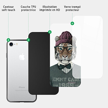 Acheter Evetane Coque iPhone 7/8/ iPhone SE 2020/ 2022 Coque Soft Touch Glossy Tigre Fashion Design