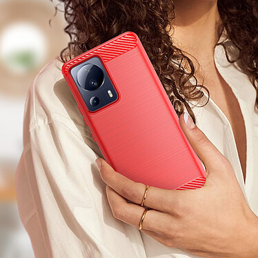 Acheter Avizar Coque pour Xiaomi 13 Lite Renforcée Silicone Souple Carbone Brossé  Rouge