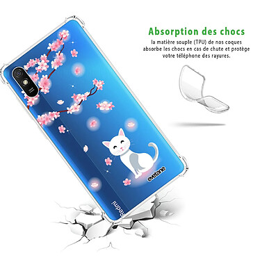 Avis Evetane Coque Xiaomi Redmi 9A anti-choc souple angles renforcés transparente Motif Chat et Fleurs