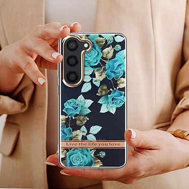 Avis Avizar Coque pour Samsung Galaxy S23 Dos Rigide Contour Souple Design Fleurs  Turquoises