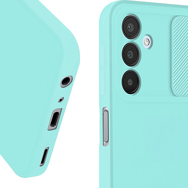 Avizar Coque pour Samsung Galaxy A25 5G Silicone Cache Caméra Coulissant Turquoise pas cher