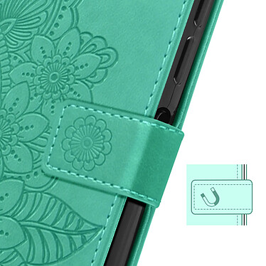 Avizar Étui Mandala Fleurs pour Xiaomi Redmi A3 Portefeuille Support Dragonne Vert Pâle pas cher