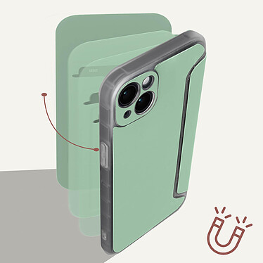 Avizar Etui pour iPhone 14 Clapet Magnétique avec Porte Carte  vert pâle pas cher