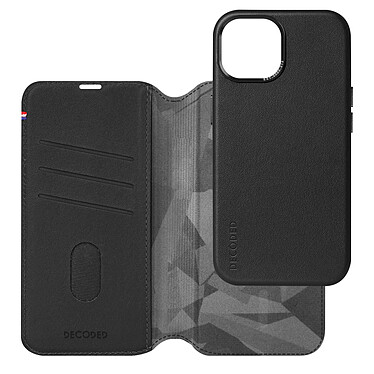 Decoded Étui Cuir pour iPhone 15 Plus Coque détachable Anti-chutes 1.2m Portefeuille Compatible MagSafe Noir