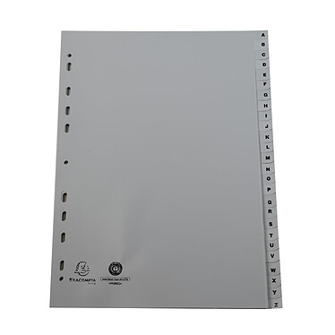 EXACOMPTA Intercalaires imprimés alphabétiques PP recyclé gris - AZ 26 positions - A4 - Gris x 10
