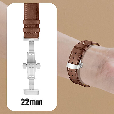 Avizar Bracelet pour Galaxy Watch 5 / 5 Pro / 4 Cuir véritable Boucle Papillon  camel pas cher