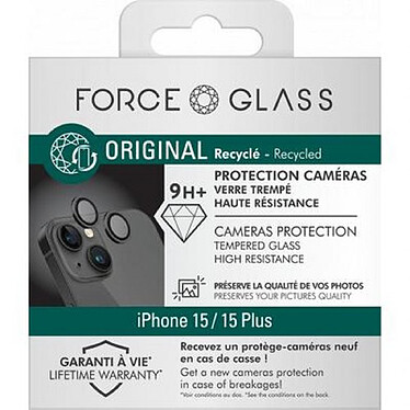 Force Glass Protecteur d'objectif de caméra pour iPhone 15/15Plus Original Ultra-résistant Noir pas cher