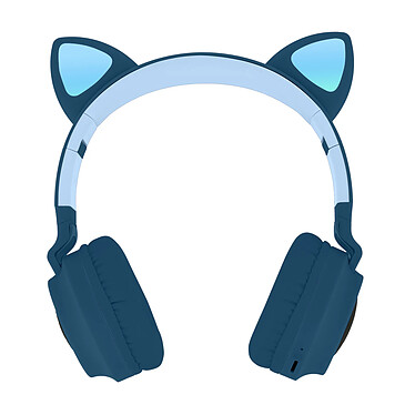 Casque Audio Bluetooth Design Oreilles Chat Animation lumineuse 12h - bleu nuit
