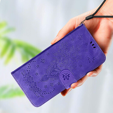 Avis Avizar Étui Portefeuille pour Xiaomi Redmi 12C Simili Cuir Motif Papillon Floral Violet