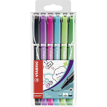 STABILO Pochette de 6 Stylos Feutres SENSOR M Coloris Fun