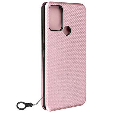 Avizar Etui pour Nokia C22 Porte-carte Dragonne Support Vidéo Effet Carbone Rose Poudré