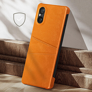 Avis Avizar Coque pour Sony Xperia 5 V Porte-Cartes Rigide revêtement Simili Cuir  Orange