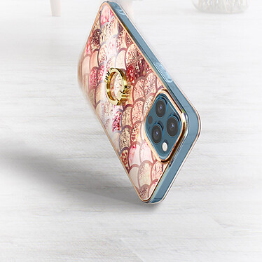 Acheter Avizar Coque iPhone 12 Pro Max Bi-matière avec Bague de maintien Motif écaille - rose