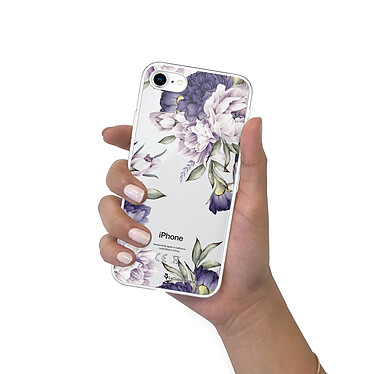 LaCoqueFrançaise Coque iPhone 7/8/ iPhone SE 2020 360 intégrale transparente Motif Pivoines Violettes Tendance pas cher