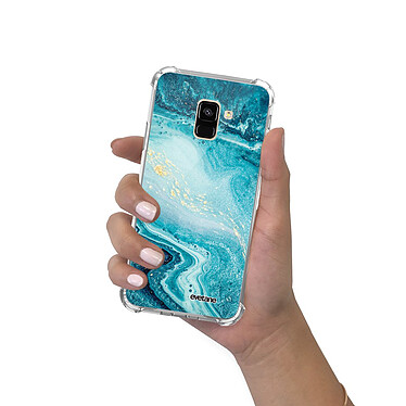 Evetane Coque Samsung Galaxy A8 2018 anti-choc souple angles renforcés transparente Motif Bleu Nacré Marbre pas cher