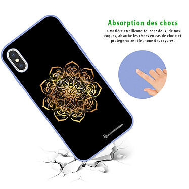 Avis LaCoqueFrançaise Coque iPhone X/Xs Silicone Liquide Douce lilas Mandala Or