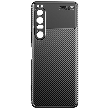 Avizar Coque pour Sony Xperia 1 IV Silicone gel Flexible Design Effet fibre de carbone  Noir