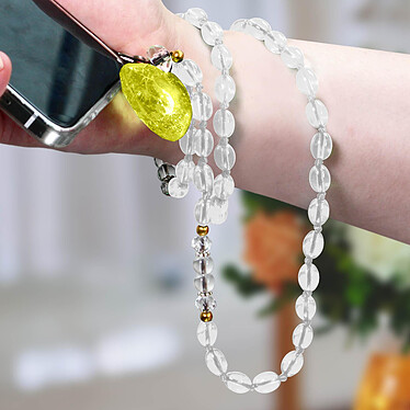 Acheter Avizar Bijou de Téléphone à Perles Ovales et Cœur 80cm Collection Romeo Transparent