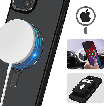 Acheter Avizar Coque MagSafe pour iPhone 15 Plus Silicone Gel Anneau Fonction Support  Dos Givré Contour Noir