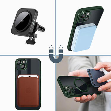 Acheter Avizar Coque MagSafe pour iPhone 14 Plus Silicone Protection Caméra  Contour Chromé Vert