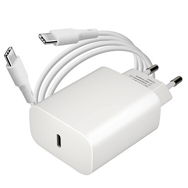 Forcell Chargeur Secteur USB-C 25W Power Delivery + Câble USB-C 3A 1m  Blanc