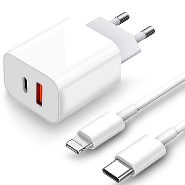 Evetane Chargeur iPhone ultra rapide Double Port 20 W fourni avec Cable USB-C