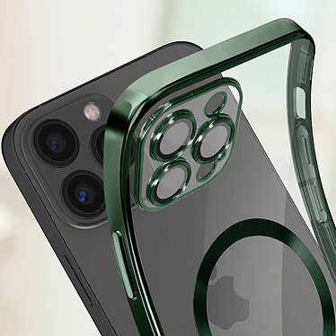 Avizar Coque MagSafe pour iPhone 13 Pro Silicone Protection Caméra  Contour Chromé Vert pas cher