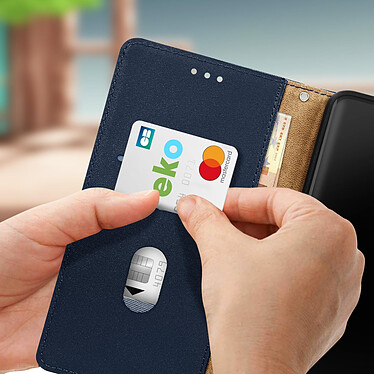 Acheter Avizar Housse Xiaomi 13 Lite Cuir Véritable Clapet Porte-carte Support Vidéo  Bleu Nuit