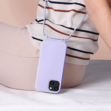 Avis Avizar Coque Cordon pour iPhone 15 Plus Semi-Rigide Lanière Tour du Cou 80cm  Violet