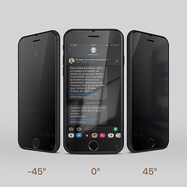 Acheter Force Glass Verre Incassable pour iPhone 6, 6s, 7, 8, SE 2020 et SE 2022 Anti-espion Garantie à vie  Noir