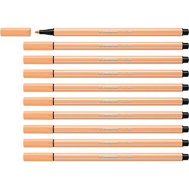 STABILO Stylo feutre Dessin Pen 68, orange clair x 10