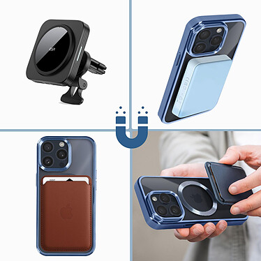 Avis Avizar Coque MagSafe pour iPhone 15 Pro Max Silicone Protection Caméra  Contour Chromé Bleu