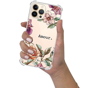 LaCoqueFrançaise Coque iPhone 13 Pro Silicone antichocs Solides coins renforcés  transparente Motif Amour en fleurs pas cher
