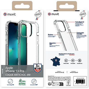 Avis Muvit Coque pour iPhone 13 Pro RENFORCEE ANTICHOC 3M Transparent