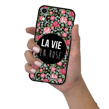 Evetane Coque iPhone Xr Silicone Liquide Douce noir La Vie en Rose pas cher