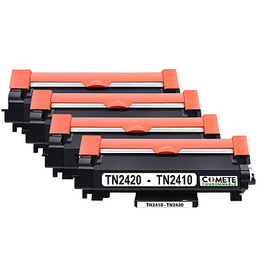 COMETE - TN2420 - Pack de 4 Toners Compatibles avec Brother TN2420 (ou TN2410) - Marque française