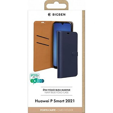 Avis BigBen Connected Étui pour P Smart 2021 Folio Wallet Fermeture avec Languette Aimantée Bleu marine