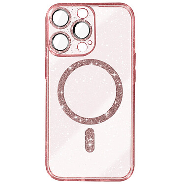 Avizar Coque MagSafe pour iPhone 14 Pro Max Silicone Pailleté Rose Champagne