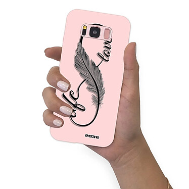 Evetane Coque Samsung Galaxy S8 Silicone Liquide Douce rose pâle Love Life pas cher