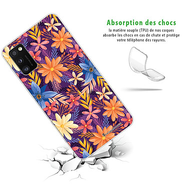 Avis LaCoqueFrançaise Coque Samsung Galaxy A41 360 intégrale transparente Motif Fleurs violettes et oranges Tendance
