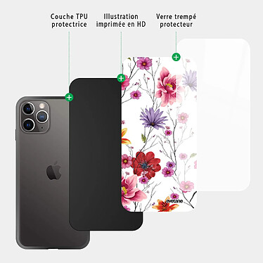 Acheter Evetane Coque en verre trempé iPhone 11 Pro Max Fleurs Multicolores