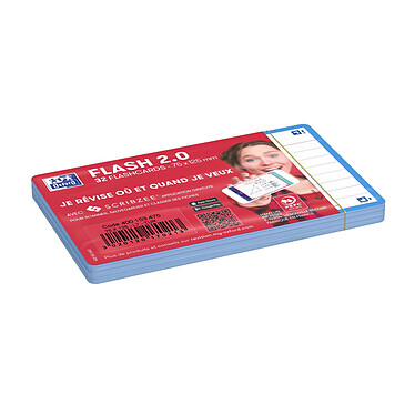 Avis OXFORD Paquet de 32 Fiches Bristol flashcards 2.0 Non Perforées 75x125 mm A7 ligné turquoise
