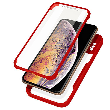 Avizar Coque 360° pour iPhone XS Max Dos Rigide Protection Écran Souple Coins Renforcés  Contour rouge